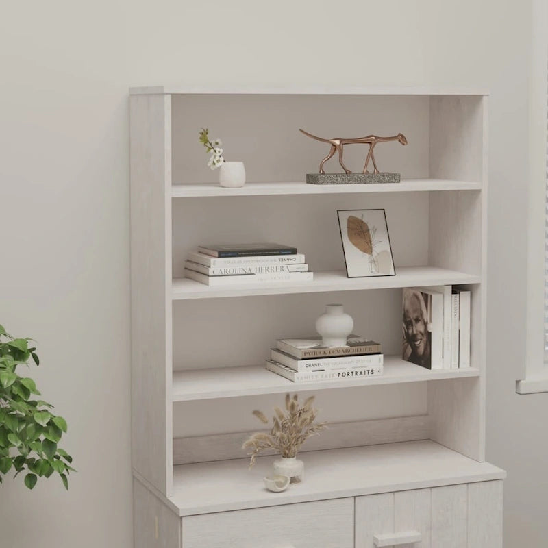 Hallway Highboard Cabinet Top with 3 Shelves, Solid Pine Wood, Rustic Style, 35.4L x 11.8W x 39.4H