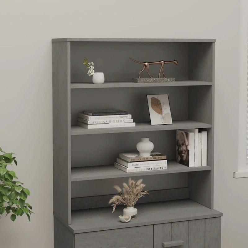 Hallway Highboard Cabinet Top with 3 Shelves, Solid Pine Wood, Rustic Style, 35.4L x 11.8W x 39.4H