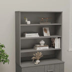 Hallway Highboard Cabinet Top with 3 Shelves, Solid Pine Wood, Rustic Style, 35.4L x 11.8W x 39.4H