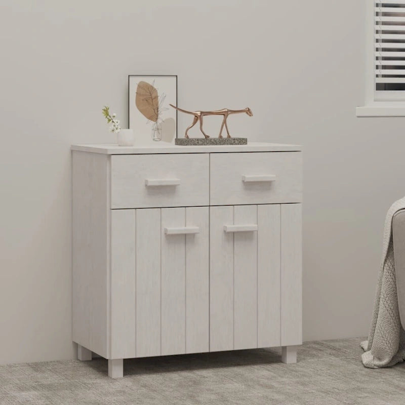 Sideboard Buffet Console Cabinet, 2 Doors & 2 Drawers, Solid Pine Wood, 31.1W x 15.7D x 31.5H