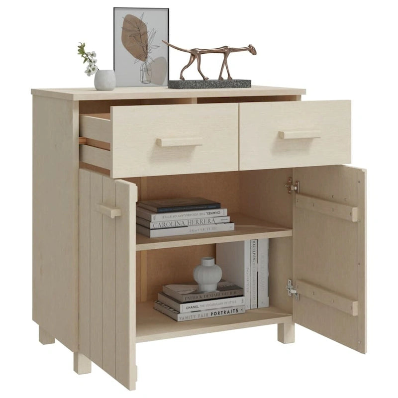 Sideboard Buffet Console Cabinet, 2 Doors & 2 Drawers, Solid Pine Wood, 31.1W x 15.7D x 31.5H