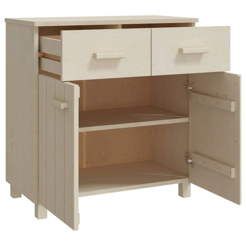 Sideboard Buffet Console Cabinet, 2 Doors & 2 Drawers, Solid Pine Wood, 31.1W x 15.7D x 31.5H