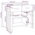 Sideboard Buffet Console Cabinet, 2 Doors & 2 Drawers, Solid Pine Wood, 31.1W x 15.7D x 31.5H