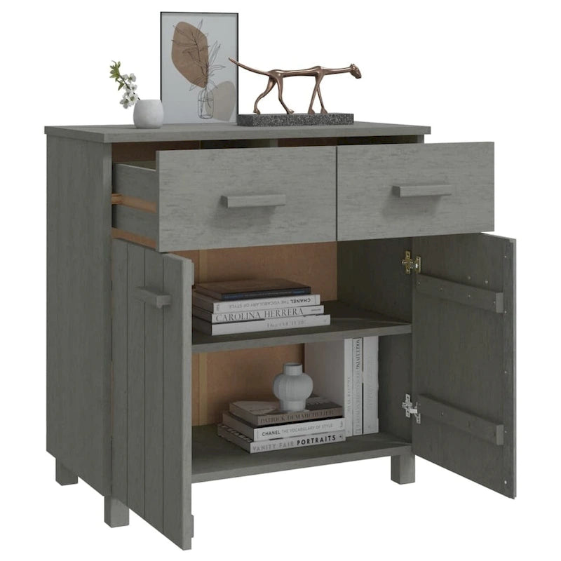 Sideboard Buffet Console Cabinet, 2 Doors & 2 Drawers, Solid Pine Wood, 31.1W x 15.7D x 31.5H