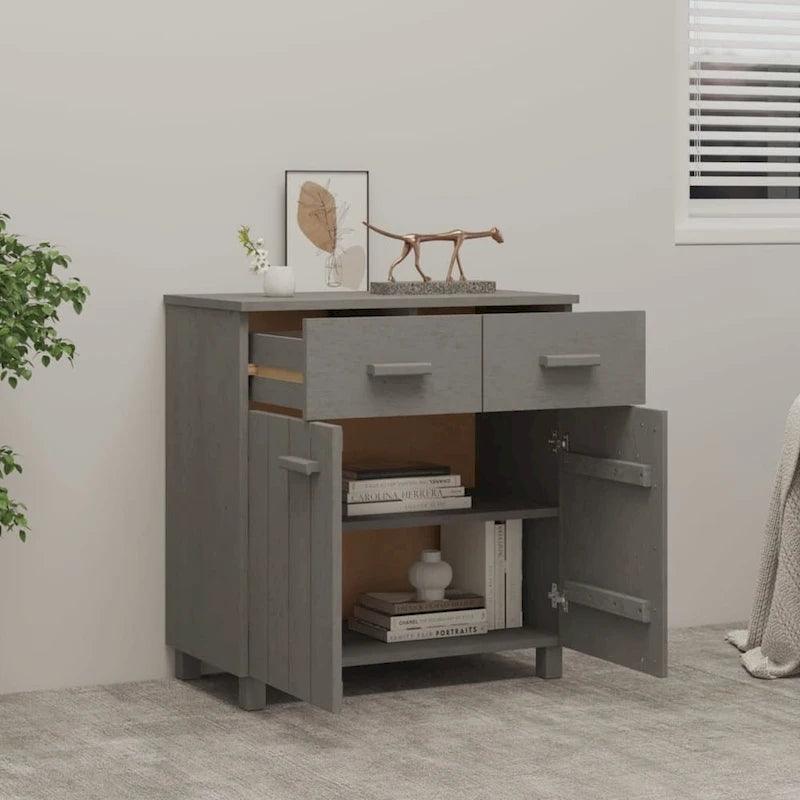 Sideboard Buffet Console Cabinet, 2 Doors & 2 Drawers, Solid Pine Wood, 31.1W x 15.7D x 31.5H