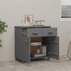 Sideboard Buffet Console Cabinet, 2 Doors & 2 Drawers, Solid Pine Wood, 31.1W x 15.7D x 31.5H
