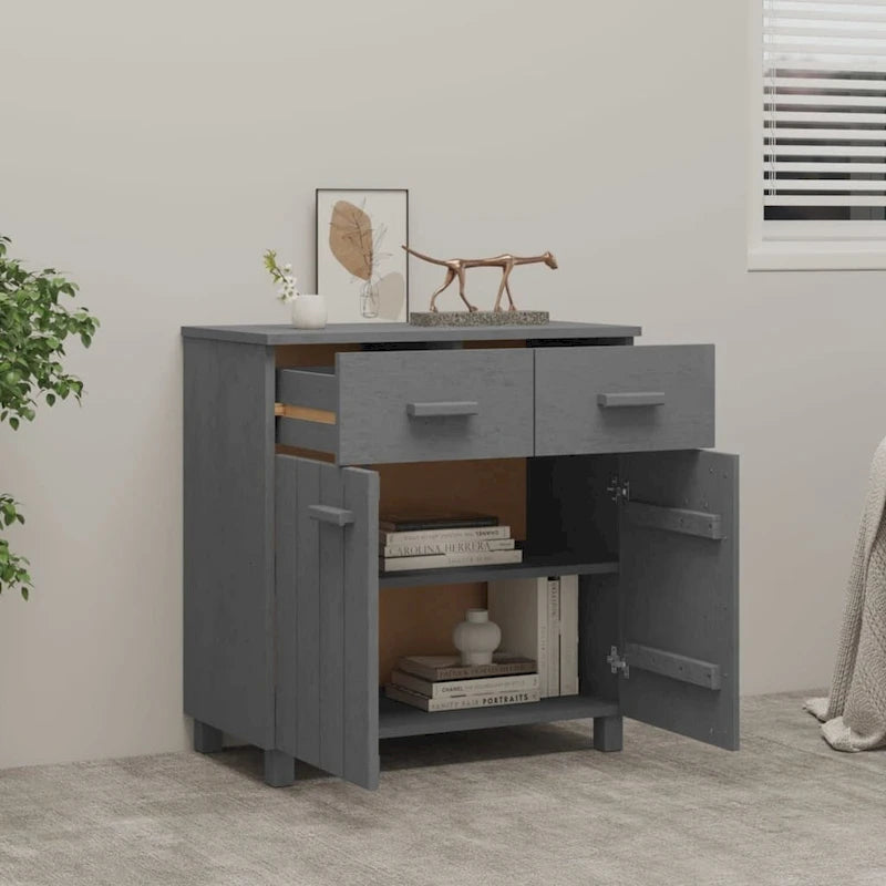 Sideboard Buffet Console Cabinet, 2 Doors & 2 Drawers, Solid Pine Wood, 31.1W x 15.7D x 31.5H