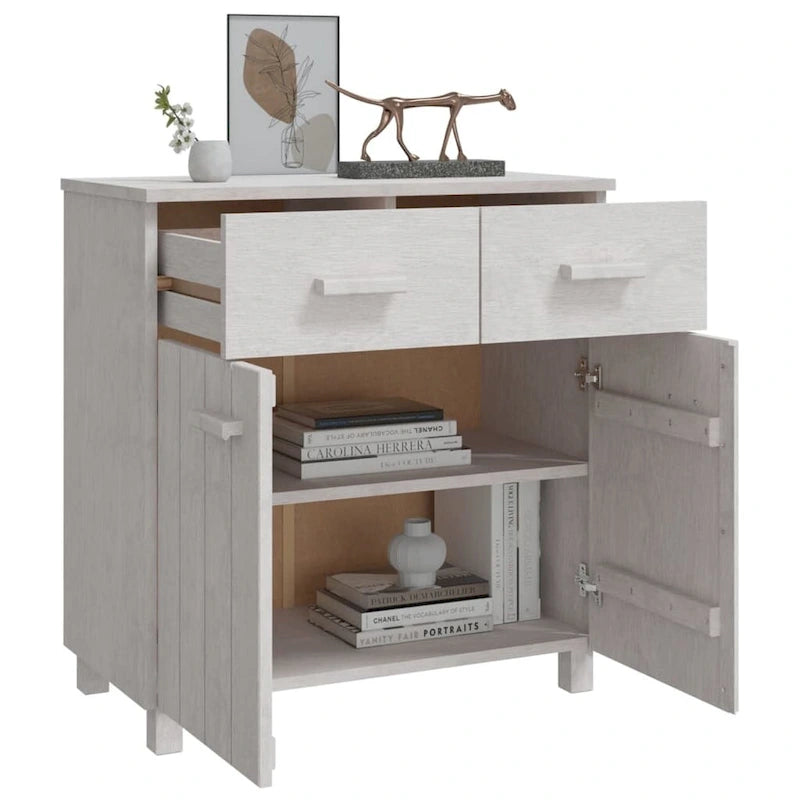 Sideboard Buffet Console Cabinet, 2 Doors & 2 Drawers, Solid Pine Wood, 31.1W x 15.7D x 31.5H