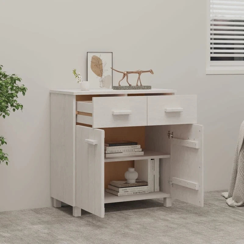 Sideboard Buffet Console Cabinet, 2 Doors & 2 Drawers, Solid Pine Wood, 31.1W x 15.7D x 31.5H