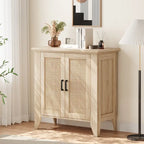 Meuble de rangement en rotin avec portes et étagères
