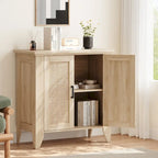 Meuble de rangement en rotin avec portes et étagères