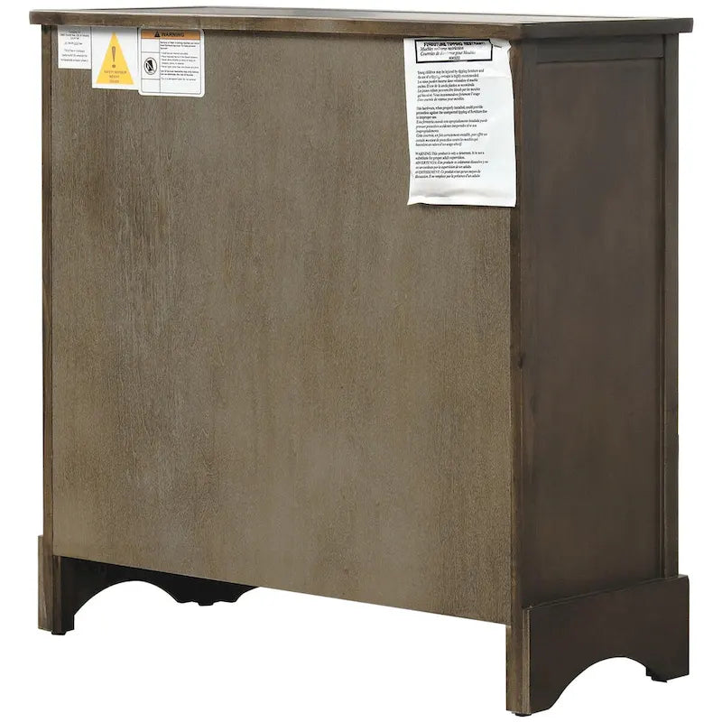 Rustic Storage Cabinet with Two Drawers and Four Classic Rattan Basket - 28L x 11.8W x 28H