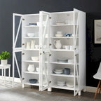 2-Piece Tall Storage Pantry Set with Glass Doors, Modern Farmhouse Style, White