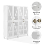 2-Piece Tall Storage Pantry Set with Glass Doors, Modern Farmhouse Style, White