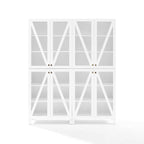 2-Piece Tall Storage Pantry Set with Glass Doors, Modern Farmhouse Style, White