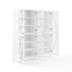 2-Piece Tall Storage Pantry Set with Glass Doors, Modern Farmhouse Style, White
