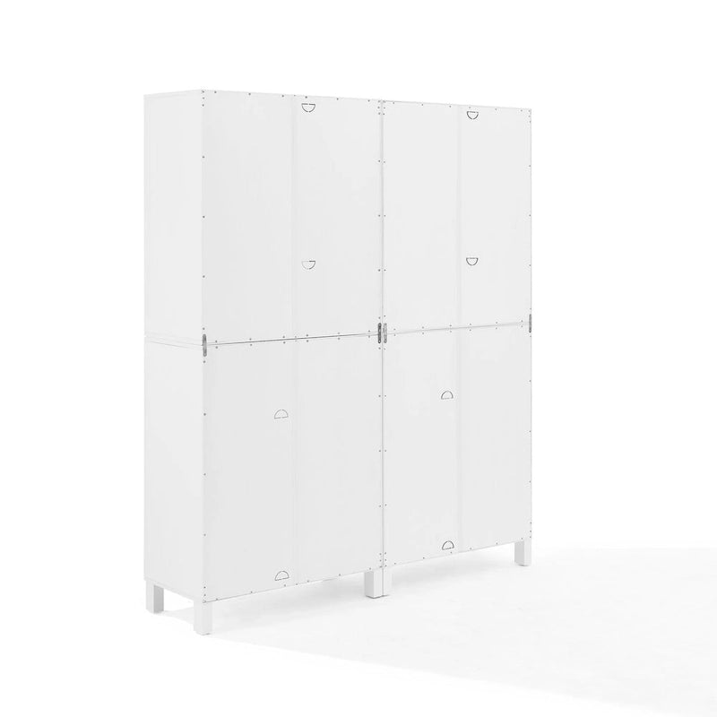 2-Piece Tall Storage Pantry Set with Glass Doors, Modern Farmhouse Style, White