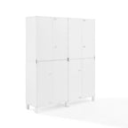 2-Piece Tall Storage Pantry Set with Glass Doors, Modern Farmhouse Style, White