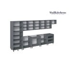 Modern Kitchen Cabinet Set Black Base 15ft Wide 174x24, Soft-Close, Adjustable Shelves