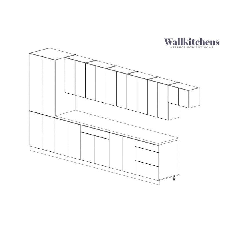 Modern Kitchen Cabinet Set Black Base 15ft Wide 174x24, Soft-Close, Adjustable Shelves