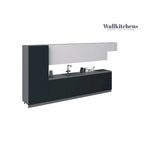 Modern Kitchen Cabinet Set Black Base 15ft Wide 174x24, Soft-Close, Adjustable Shelves