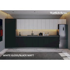 Modern Kitchen Cabinet Set Black Base 15ft Wide 174x24, Soft-Close, Adjustable Shelves