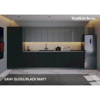 Modern Kitchen Cabinet Set Black Base 15ft Wide 174x24, Soft-Close, Adjustable Shelves
