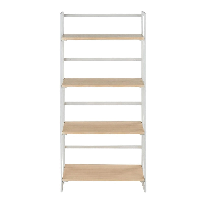 Dakota Contemporary Bookcase in Painted Metal and Natural Wood