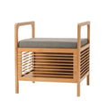 Banc de rangement carré en bambou avec coussin rembourré en mousse, naturel, 49,5 cm (l) x 54,6 cm (H)