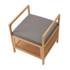 Banc de rangement carré en bambou avec coussin rembourré en mousse, naturel, 49,5 cm (l) x 54,6 cm (H)