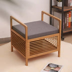 Banc de rangement carré en bambou avec coussin rembourré en mousse, naturel, 49,5 cm (l) x 54,6 cm (H)