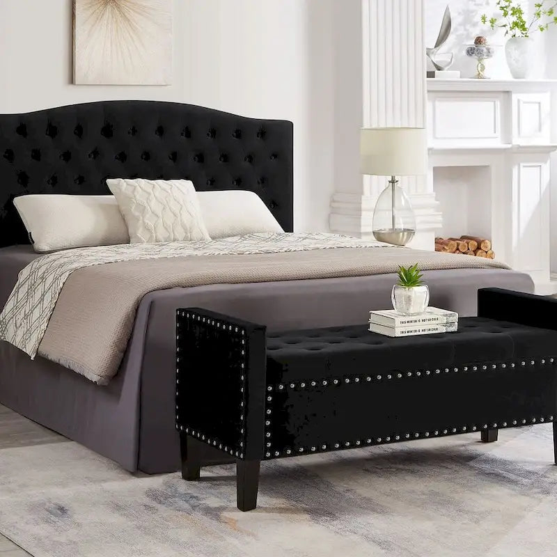 Banc ottoman de rangement capitonné – 122 cm (L) x 47 cm (l) x 56 cm (H)