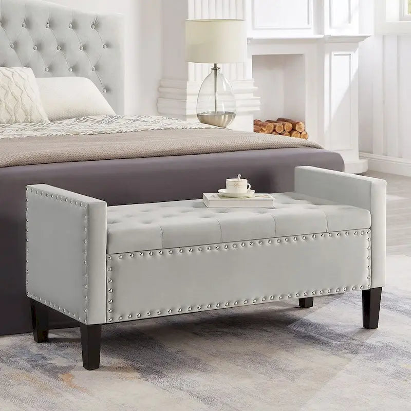 Banc ottoman de rangement capitonné – 122 cm (L) x 47 cm (l) x 56 cm (H)