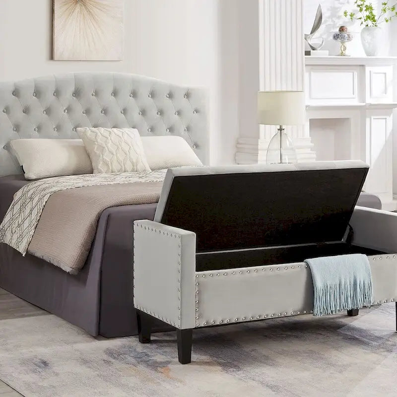 Banc ottoman de rangement capitonné – 122 cm (L) x 47 cm (l) x 56 cm (H)