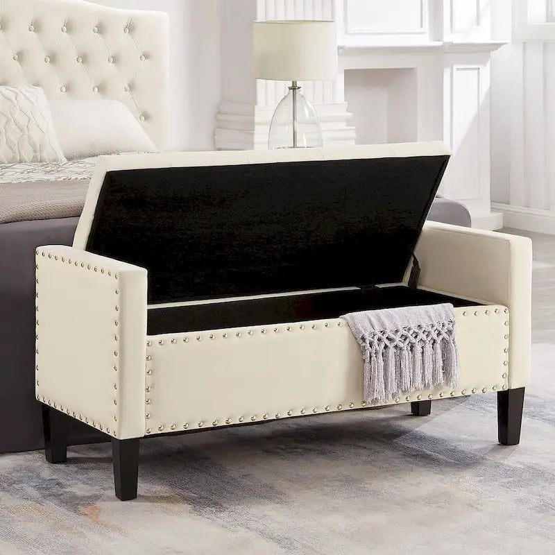 Banc ottoman de rangement capitonné – 122 cm (L) x 47 cm (l) x 56 cm (H)