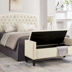 Banc ottoman de rangement capitonné – 122 cm (L) x 47 cm (l) x 56 cm (H)