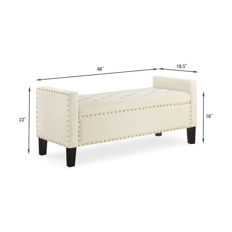 Banc ottoman de rangement capitonné – 122 cm (L) x 47 cm (l) x 56 cm (H)