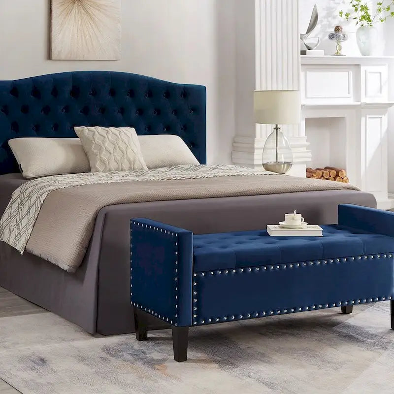 Banc ottoman de rangement capitonné – 122 cm (L) x 47 cm (l) x 56 cm (H)