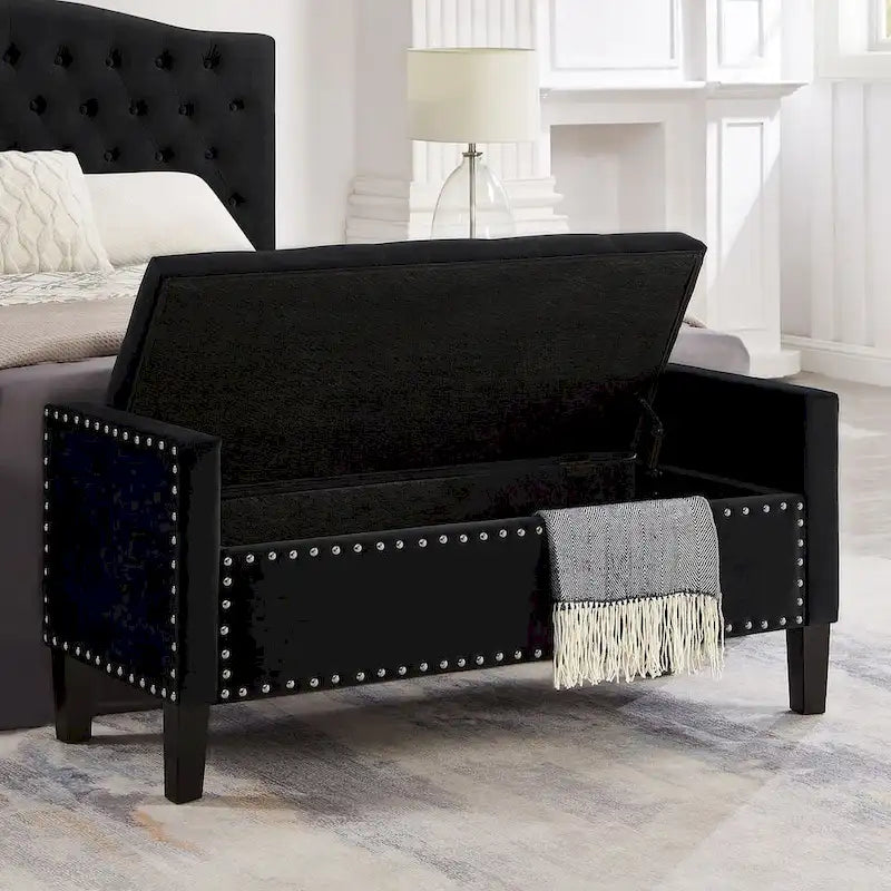 Banc ottoman de rangement capitonné – 122 cm (L) x 47 cm (l) x 56 cm (H)