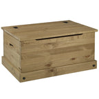 Solid Pine Wood Storage Trunk in Antique Brown, Cottage Style, Multi-Use Organizer