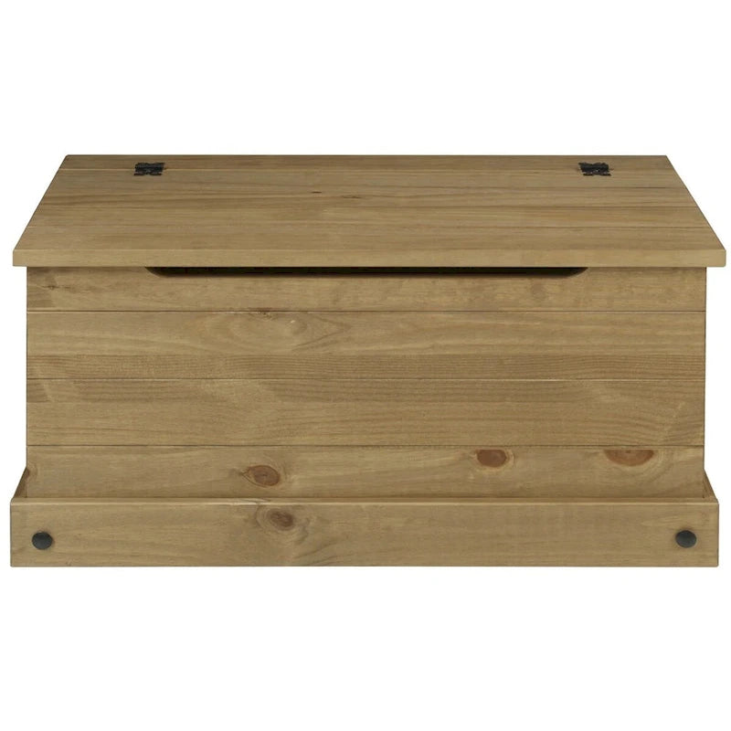Solid Pine Wood Storage Trunk in Antique Brown, Cottage Style, Multi-Use Organizer