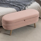 Banc de rangement en tissu de velours Banc de chambre à coucher avec pieds en bois pour salon, chambre à coucher, intérieur