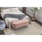 Banc de rangement en tissu de velours Banc de chambre à coucher avec pieds en bois pour salon, chambre à coucher, intérieur