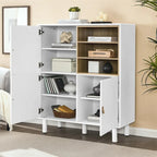 Modern Wood Sideboard Cabinet with Round Legs and Shelf - N/A