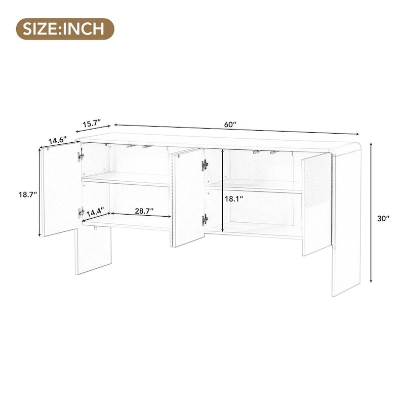60L Large Storage Space with 4 Doors and Rebound Device - N/A