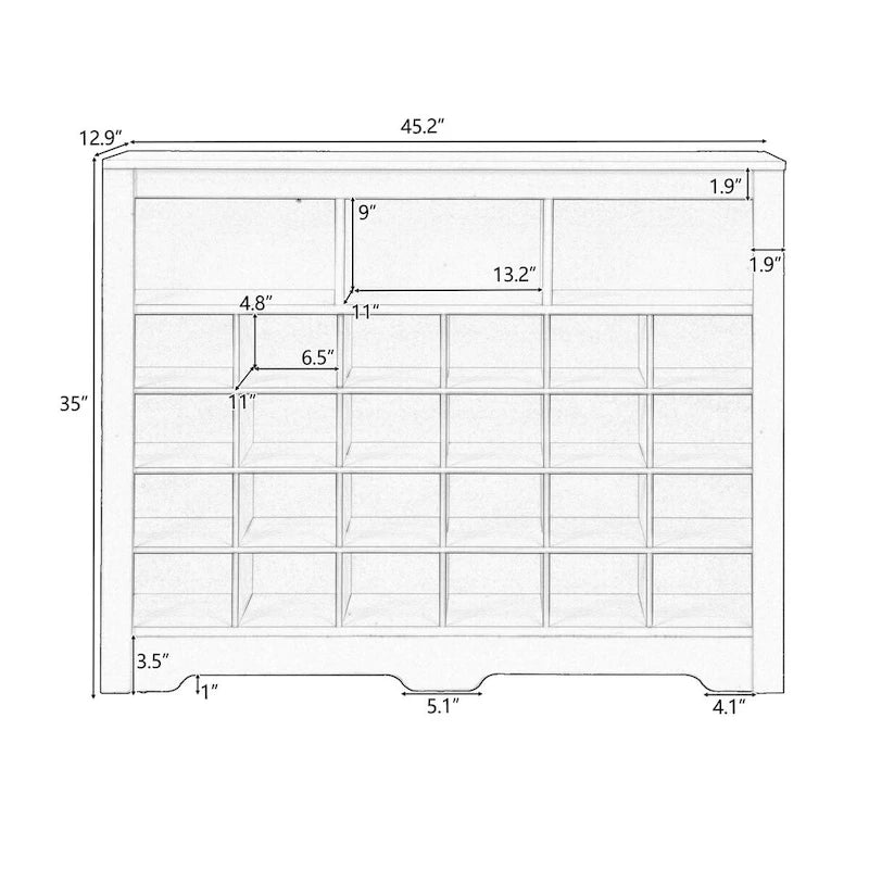 Sleek Design 24 Shoe Cubby Console
