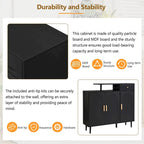 Shoe Cabinet with Arched Doors and Drawer,Cream Style Storage Sideboard with Adjustable Shelves and Solid Wood Legs