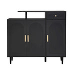 Shoe Cabinet with Arched Doors and Drawer,Cream Style Storage Sideboard with Adjustable Shelves and Solid Wood Legs