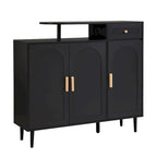 Shoe Cabinet with Arched Doors and Drawer,Cream Style Storage Sideboard with Adjustable Shelves and Solid Wood Legs