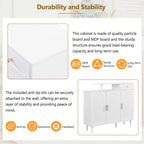 Shoe Cabinet with Arched Doors and Drawer,Cream Style Storage Sideboard with Adjustable Shelves and Solid Wood Legs